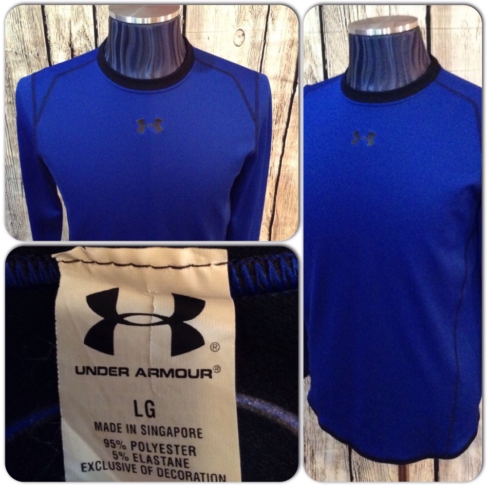 Under Armour Athletic Shirt Men L Solid Blue H1-82